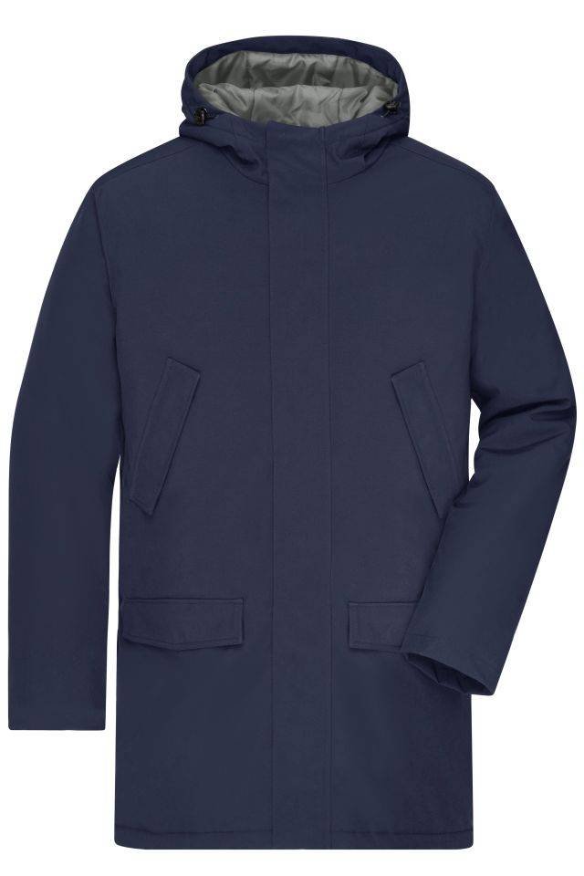Men's Business Parka Klassischer, wattierter Parka mit angeschnittener Kapuze blau, Gr. XL