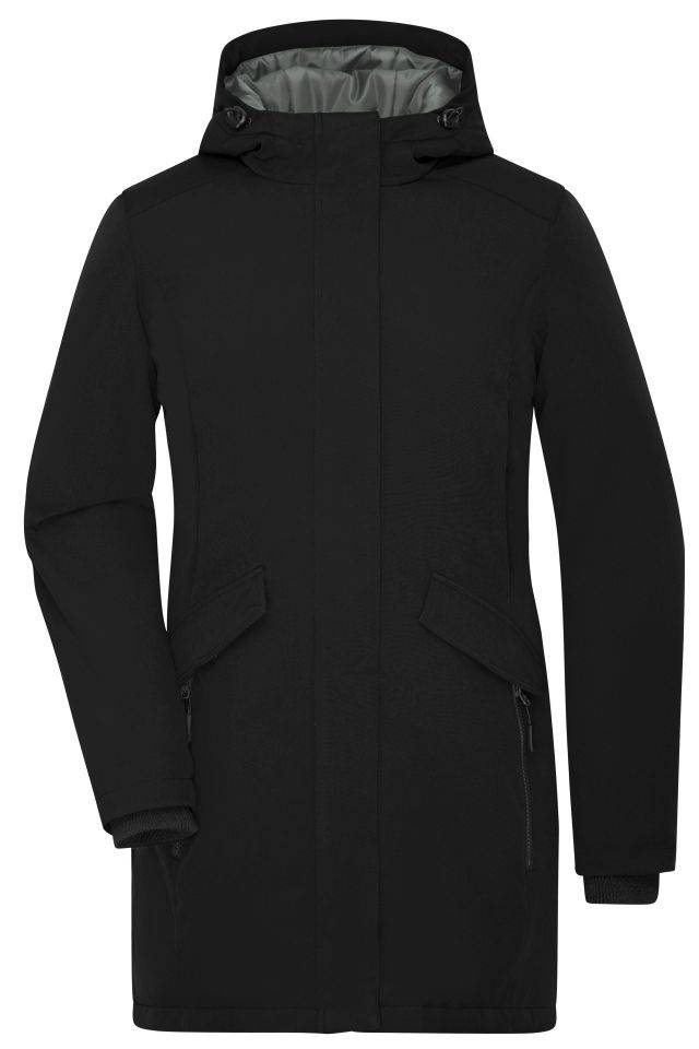 Ladies' Business Parka Klassischer, wattierter Parka mit angeschnittener Kapuze schwarz, Gr. XXL