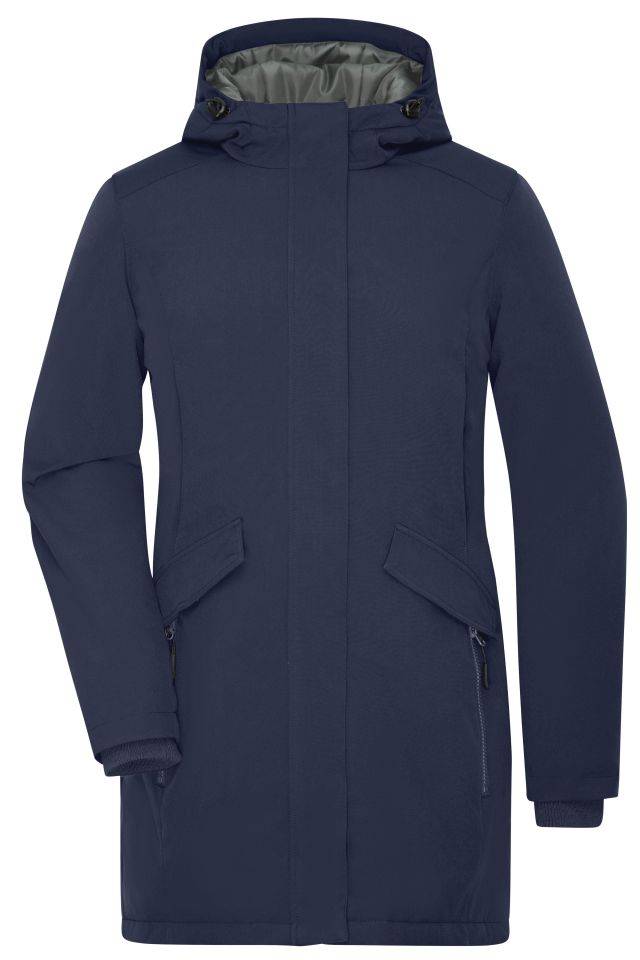 Ladies' Business Parka Klassischer, wattierter Parka mit angeschnittener Kapuze blau, Gr. M