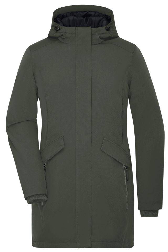 Ladies' Business Parka Klassischer, wattierter Parka mit angeschnittener Kapuze grün/oliv, Gr. M