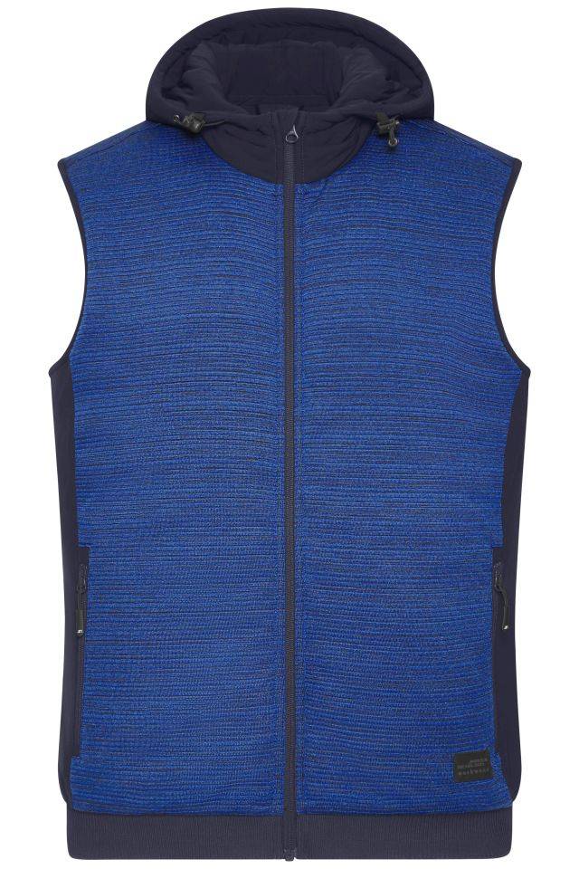 Men's Padded Hybrid Vest Wattierte Strickfleece Weste im attraktiven Materialmix blau, Gr. 4XL