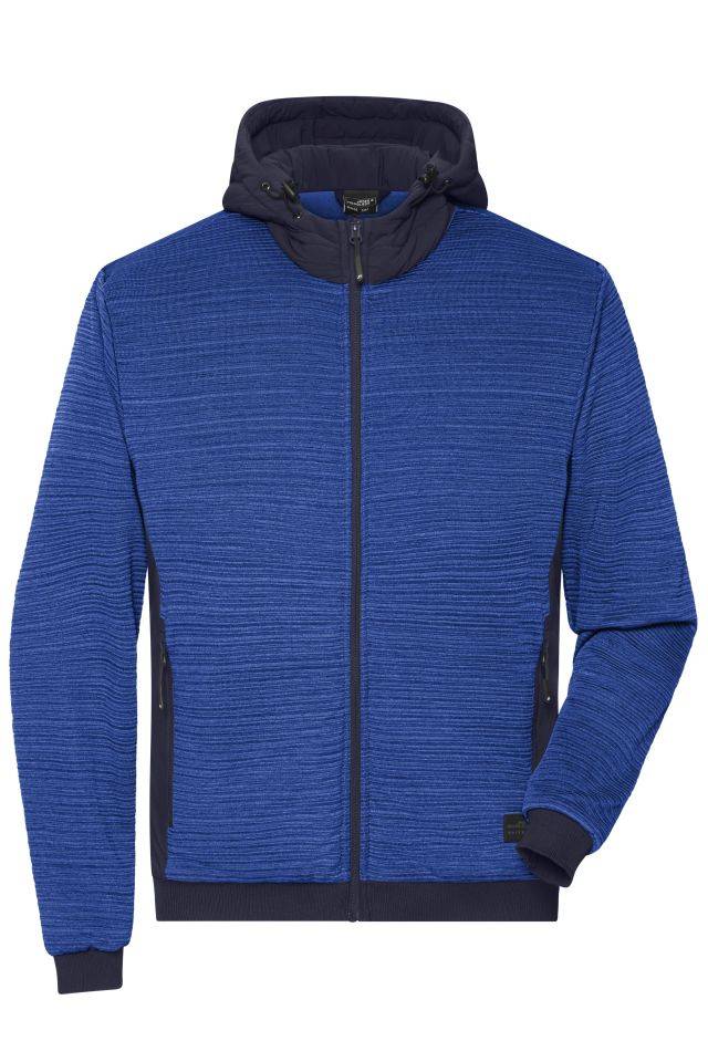 Men's Padded Hybrid Jacket Wattierte Strickfleece Jacke im attraktiven Materialmix blau, Gr. XS
