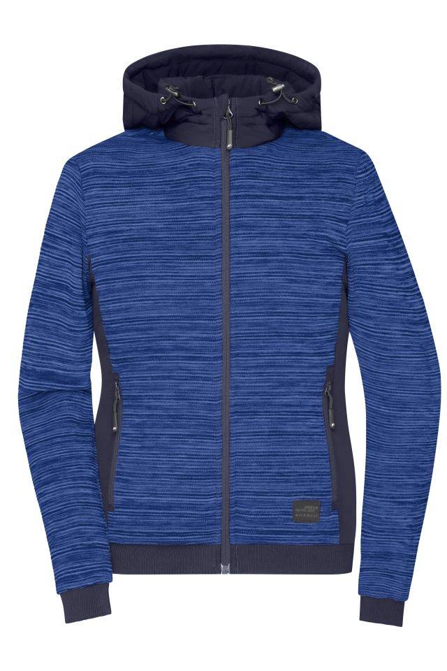 Ladies' Padded Hybrid Jacket Wattierte Strickfleece Jacke im attraktiven Materialmix blau, Gr. XXL