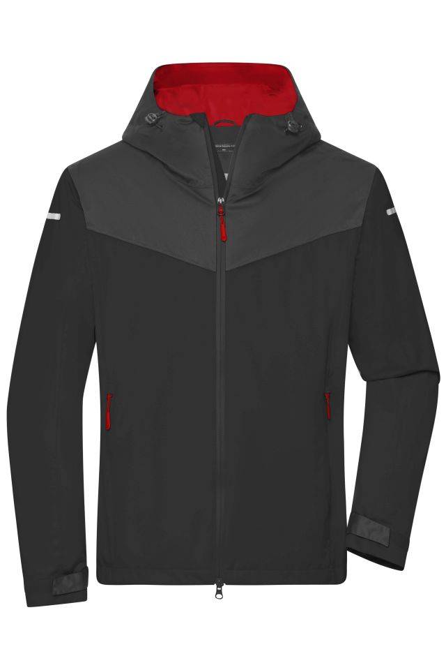Men's Allweather Jacket Leichte, gefütterte Outdoor Softshell-Jacke für extreme Wetterbedingungen schwarz/grau/rot, Gr.
