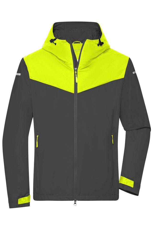Men's Allweather Jacket Leichte, gefütterte Outdoor Softshell-Jacke für extreme Wetterbedingungen grau/gelb, Gr. XXL