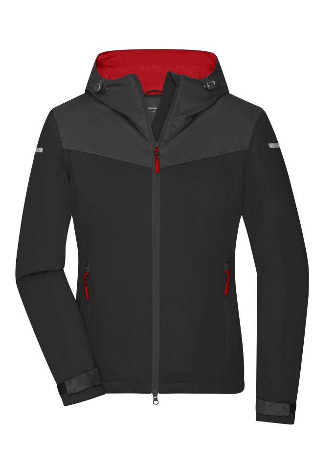 Ladies' Allweather Jacket Leichte, gefütterte Outdoor Softshell-Jacke für extreme Wetterbedingungen schwarz/grau/rot, Gr