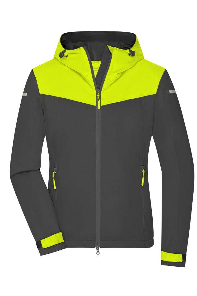Ladies' Allweather Jacket Leichte, gefütterte Outdoor Softshell-Jacke für extreme Wetterbedingungen grau/gelb, Gr. XXL