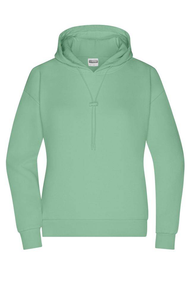 Ladies' Lounge Hoody Stylisches Kapuzensweat, leicht oversized grün, Gr. XS