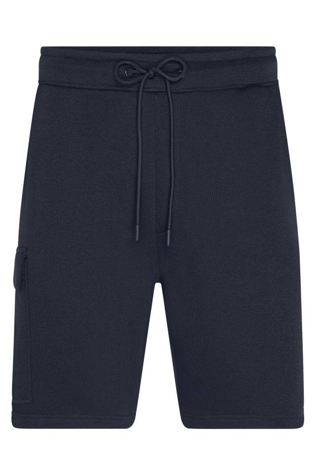 Men's Lounge Shorts Modische, kurze Sweat-Hose aus BIO-Baumwolle im Cargo-Style blau, Gr. L