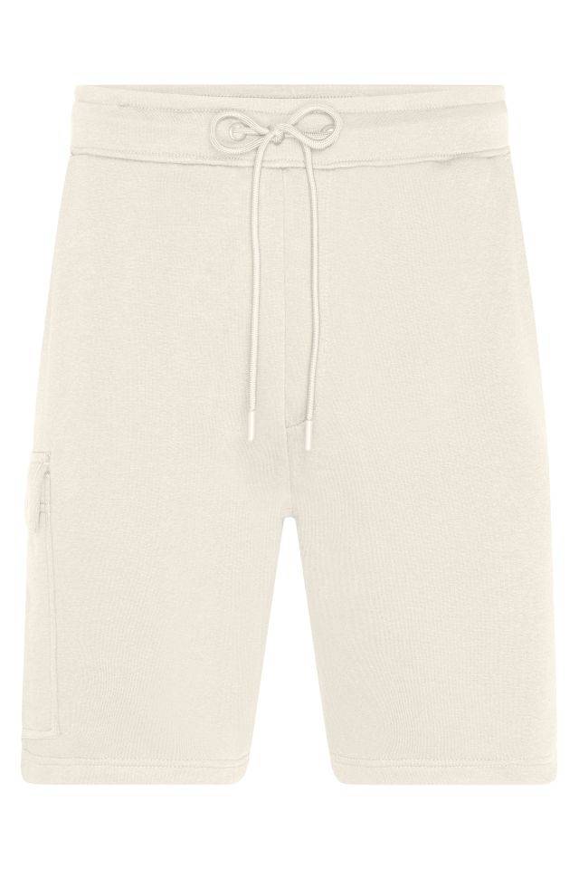 Men's Lounge Shorts Modische, kurze Sweat-Hose aus BIO-Baumwolle im Cargo-Style gelb, Gr. M