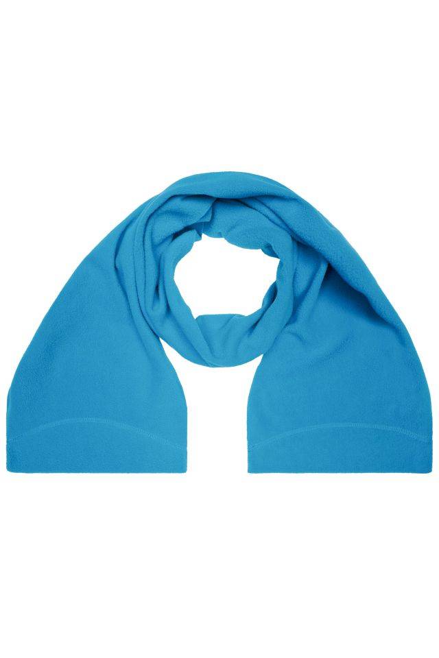 Microfleece Scarf Eleganter Fleece Schal mit umgenähten Enden und Ziernaht blau, Gr. one size