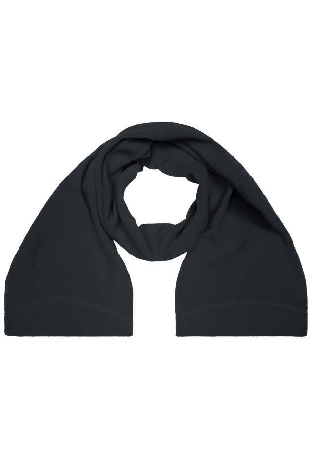 Microfleece Scarf Eleganter Fleece Schal mit umgenähten Enden und Ziernaht schwarz, Gr. one size