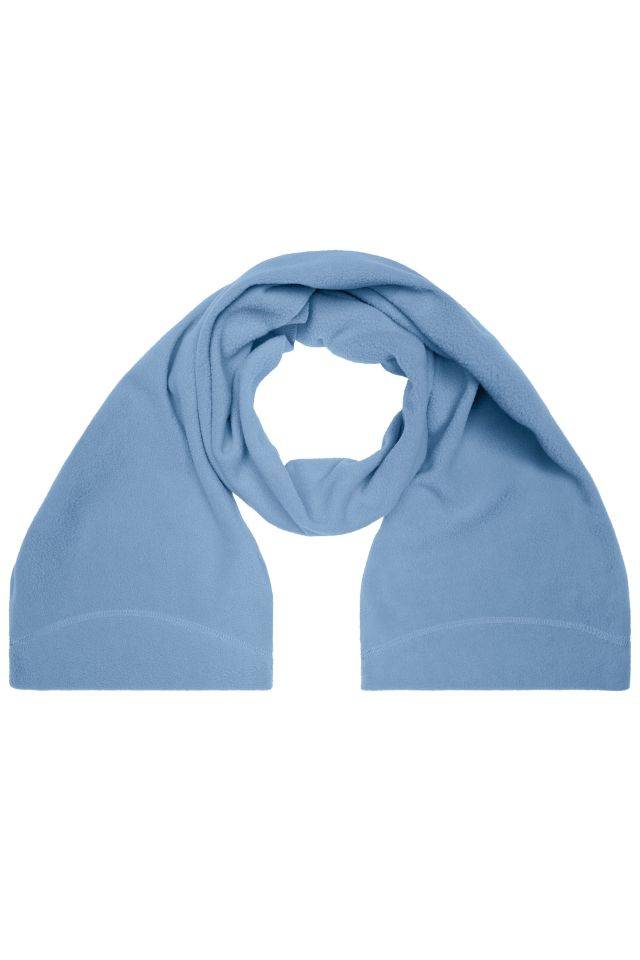 Microfleece Scarf Eleganter Fleece Schal mit umgenähten Enden und Ziernaht blau, Gr. one size