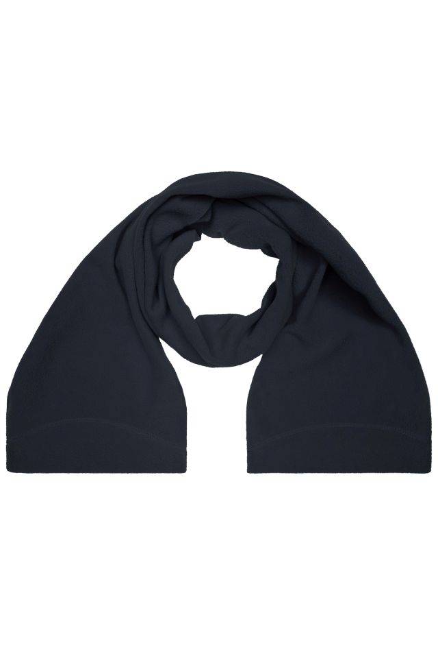 Microfleece Scarf Eleganter Fleece Schal mit umgenähten Enden und Ziernaht blau, Gr. one size