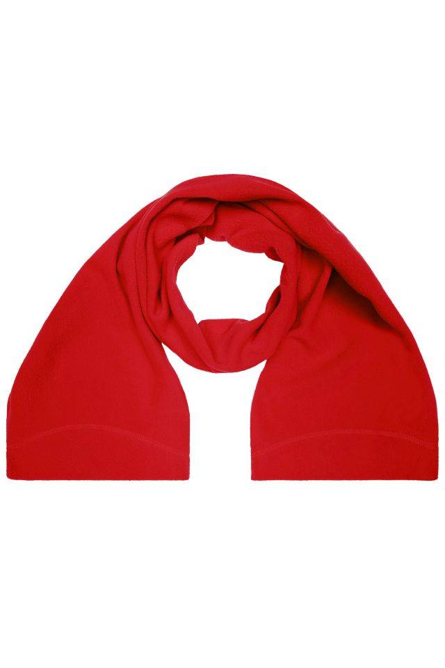 Microfleece Scarf Eleganter Fleece Schal mit umgenähten Enden und Ziernaht rot, Gr. one size