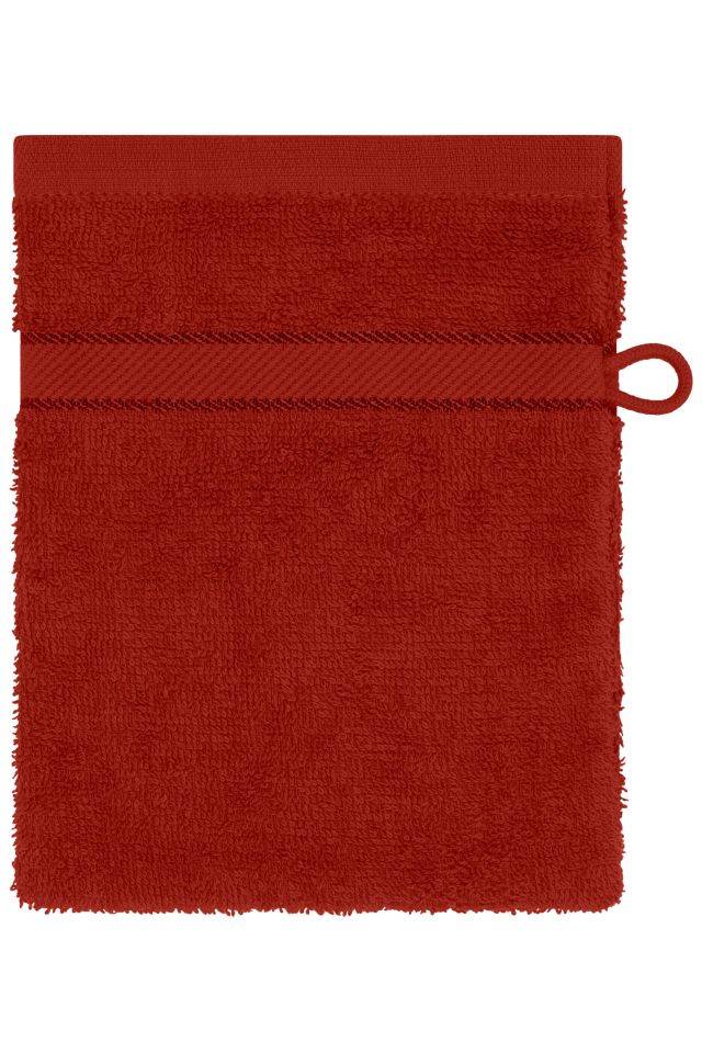 Flannel Waschhandschuh im dezenten Design rot, Gr. 15 x 21 cm