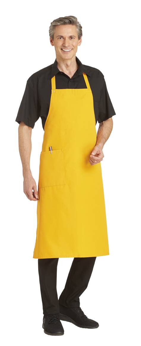 Latzschürze Druckknopfverschluss gelb, Gr. 34