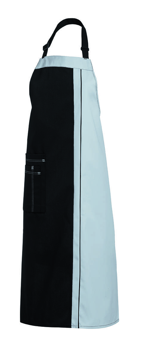 Latzschürze 2 Taschen schwarz/silber, Gr. 34