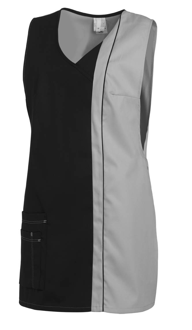 Überwurfschürze seitlichem Druckknopfverschluss schwarz/silber, Gr. I