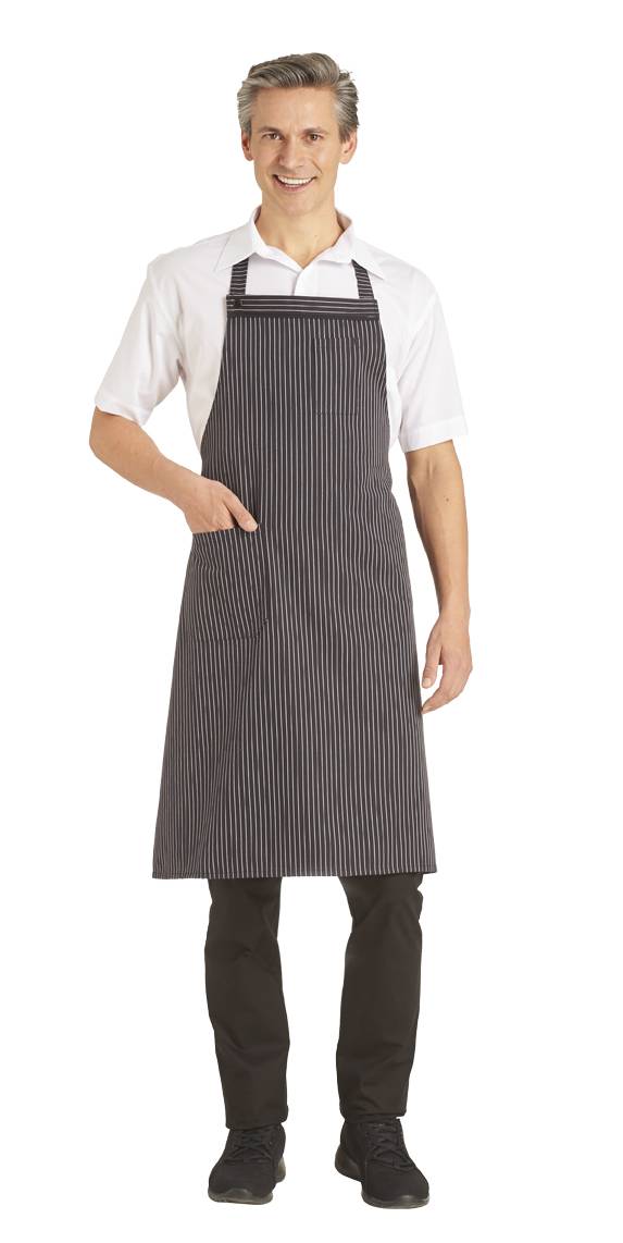 Latzschürze Druckknopfverschluss schwarz/weiß, Gr. 34
