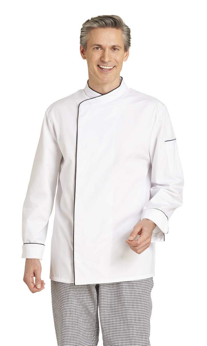 Kochjacke Herren weiß/schwarz, Gr. 56