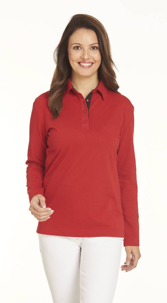 Shirt Unisex-Polo rot/schwarz, Gr. M