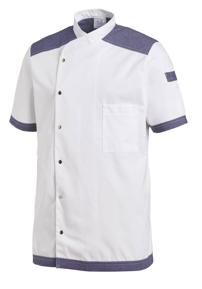 Kochjacke Unisex weiß/denimblue, Gr. 60