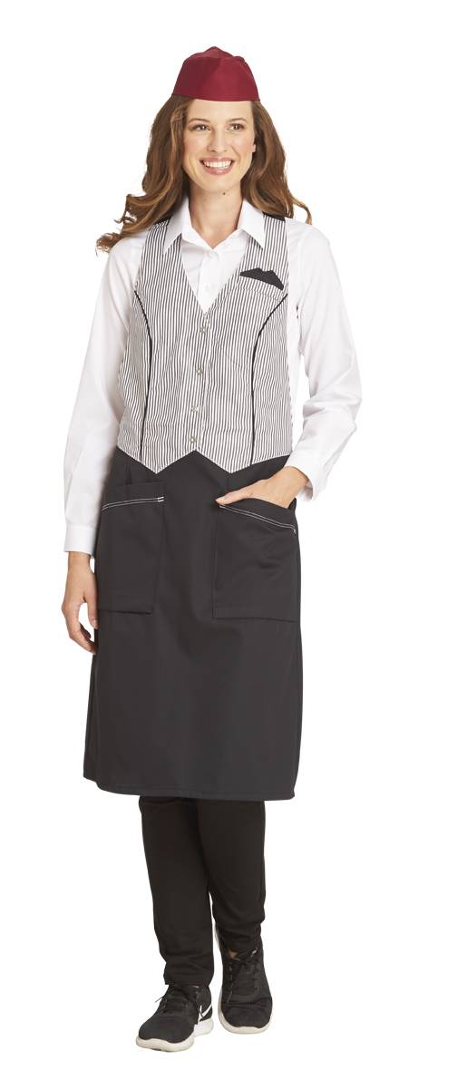 Latzschürze Druckknopfverschluss schwarz/weiß, Gr. 3XL