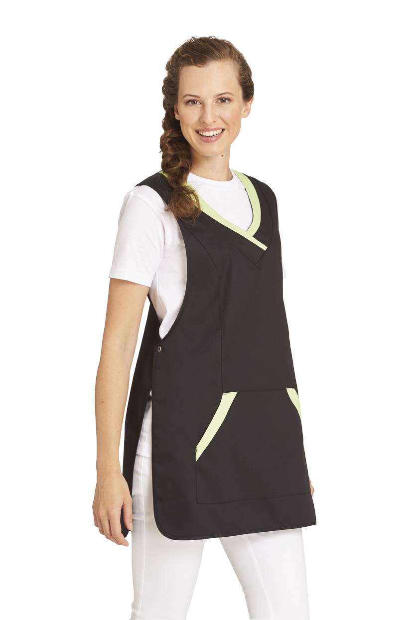 Überwurfschürze Damen schwarz/hellgrün, Gr. I