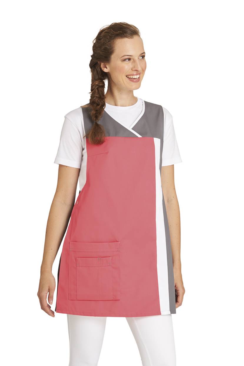 Überwurfschürze Damen dunkelrosa/grau, Gr. III