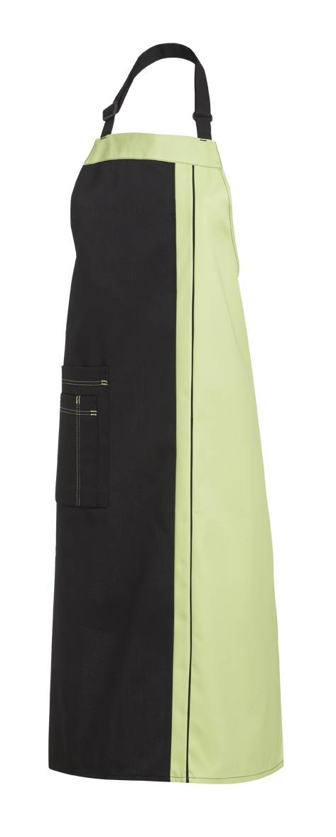 Latzschürze 2 Taschen schwarz/hellgrün, Gr. 34
