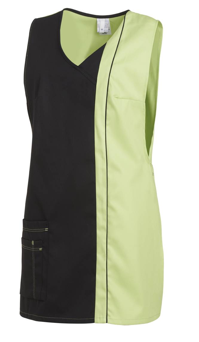 Überwurfschürze seitlichem Druckknopfverschluss schwarz/hellgrün, Gr. III