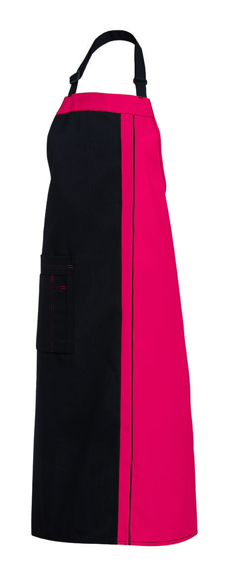 Latzschürze 2 Taschen schwarz/rot, Gr. 34