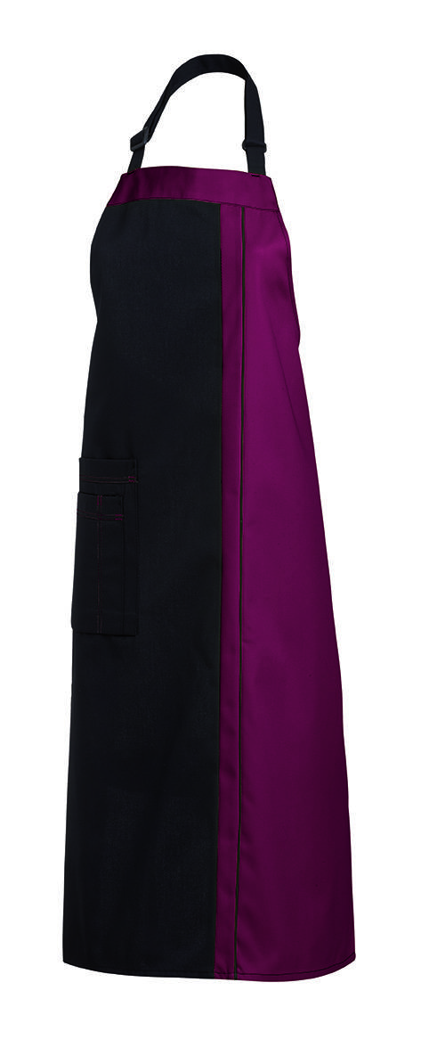 Latzschürze 2 Taschen schwarz/bordeaux, Gr. 34