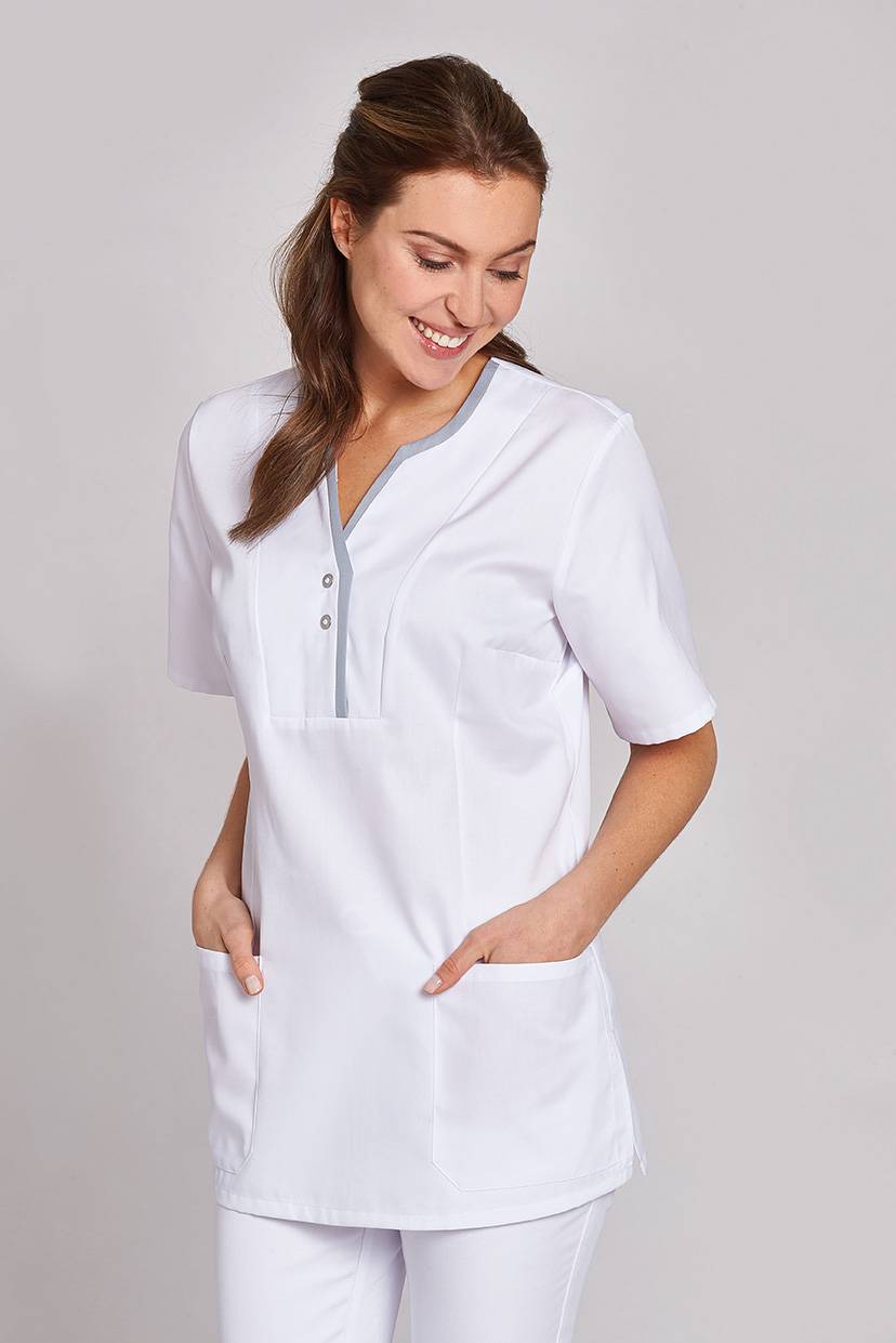 Schlupfkasack Damen weiß/silber, Gr. XXL