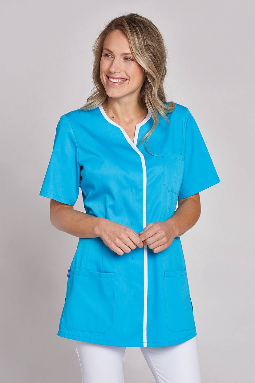 Kasack Damen türkis/weiß, Gr. 40