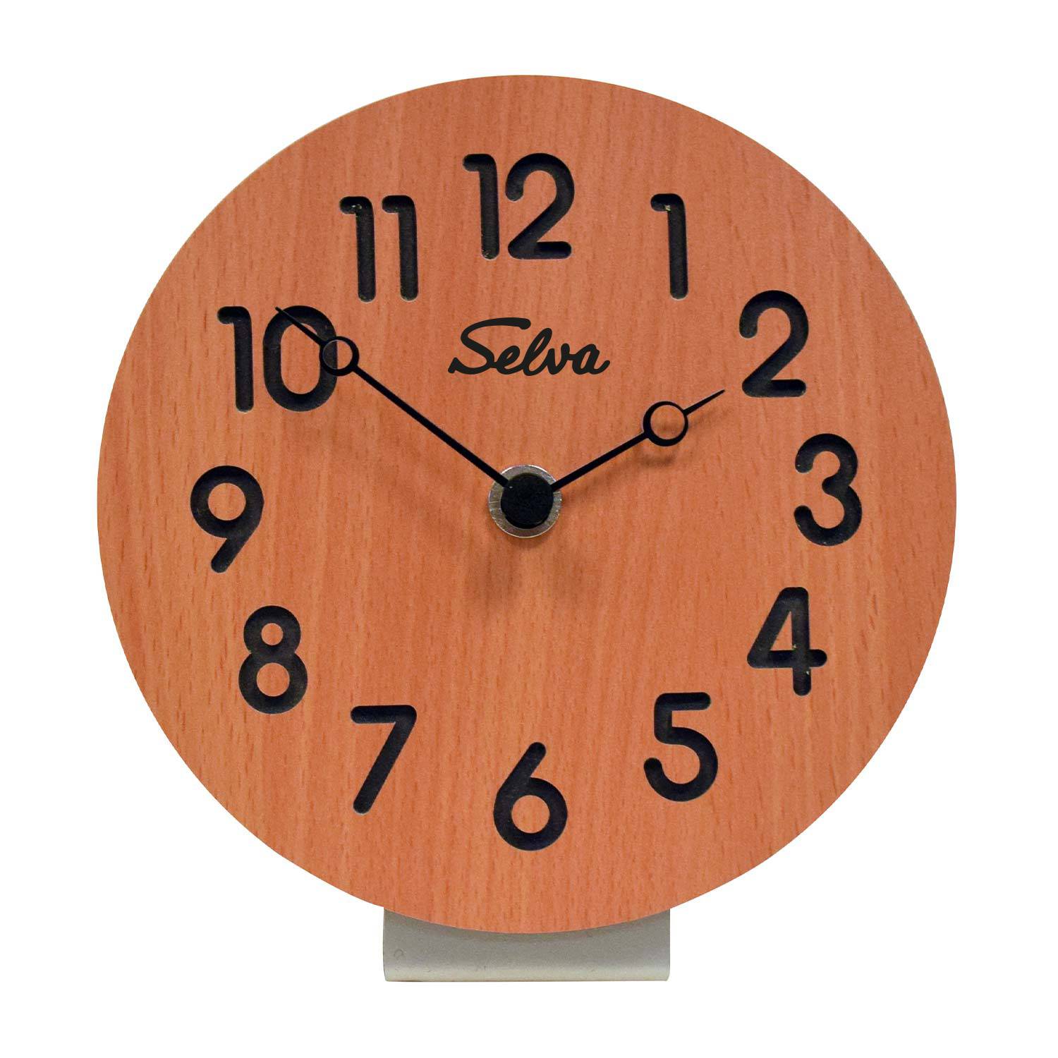 SELVA Tischuhr, Quarzwerk, aus Holz, 16 cm, handgefertigt, Made in Germany