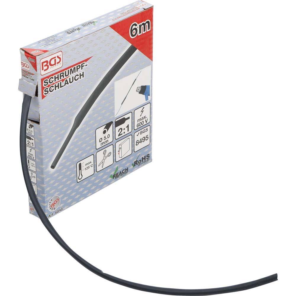 Schrumpfschlauch-Box - Durchmesser 5 mm - Schrumpfrate 2 zu 1 - Länge 6 m - schwarz