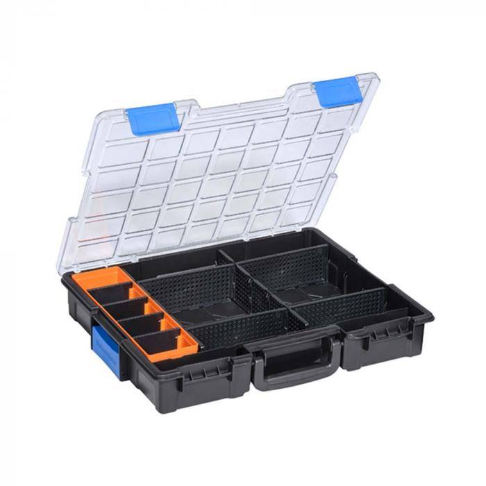 Profi-Kleinteilekoffer EuroPlus Pro K 44.76/12-6 - Kunststoff - Außenmaße (BxTxH) 440x355x76 mm - mit Clips - schwarz