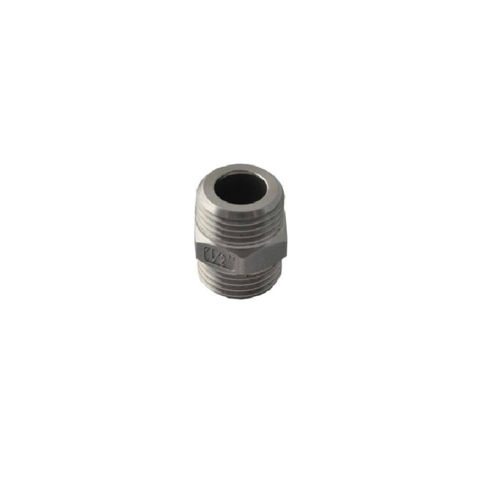 Doppelnippel - mit breiter Dichtfläche - aus Edelstahl - AG zyl. 3/4'' - AG kon. 3/4'' - Nennweite 16 mm