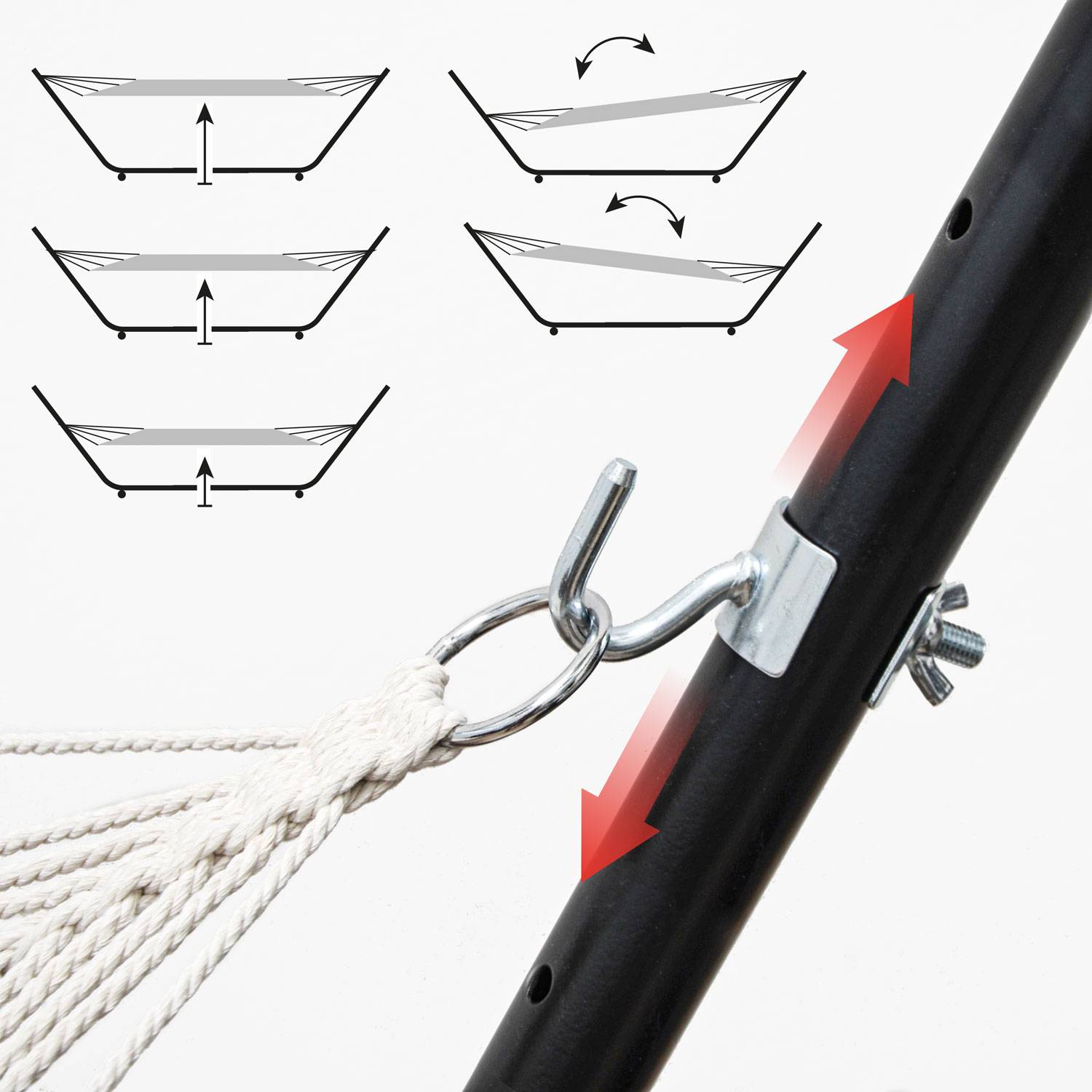 Outdoor Hängematte mit Gestell auf Rollen 335x100 Hängemattengestell Verstellbar