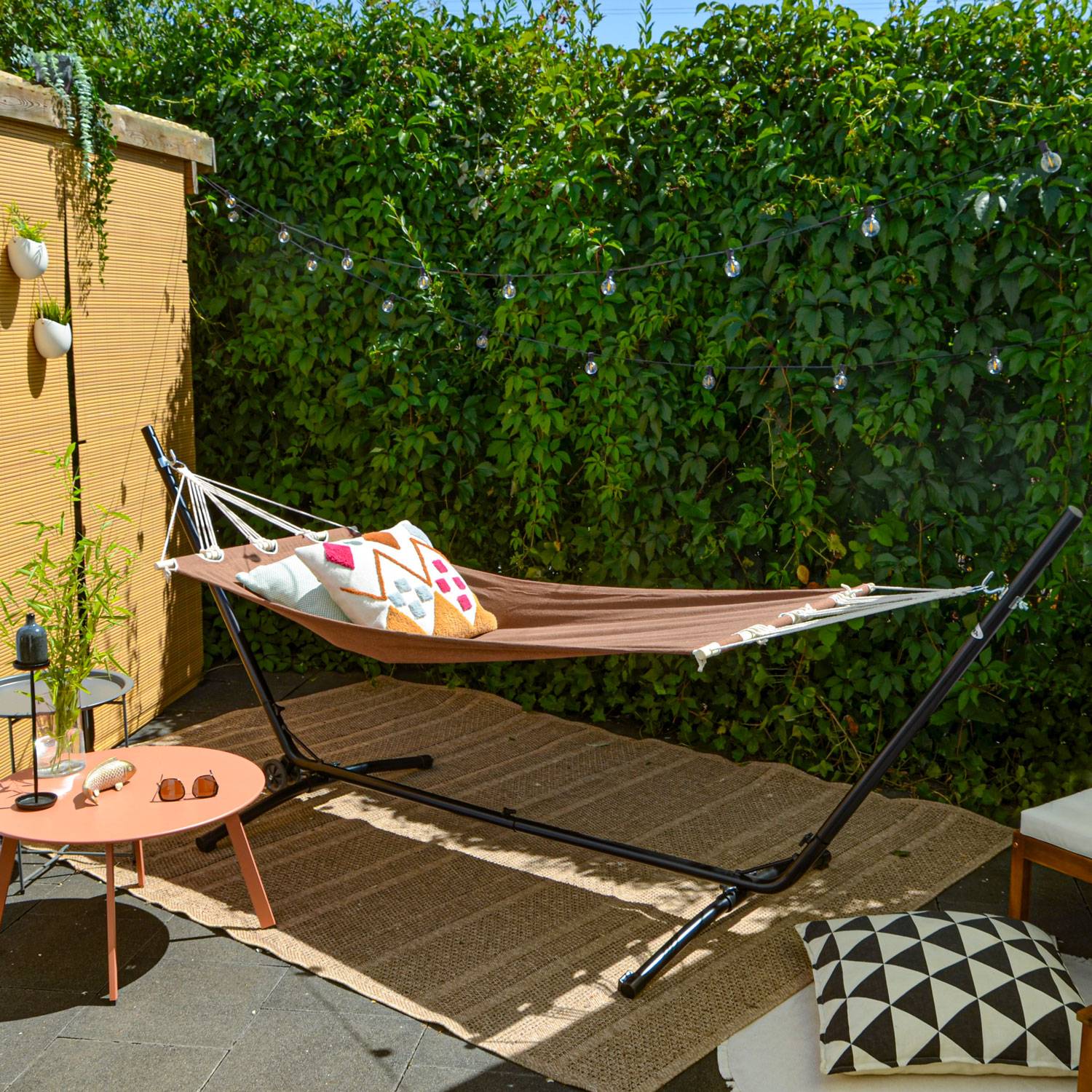 Outdoor Hängematte mit Gestell auf Rollen 335x100 Hängemattengestell Verstellbar