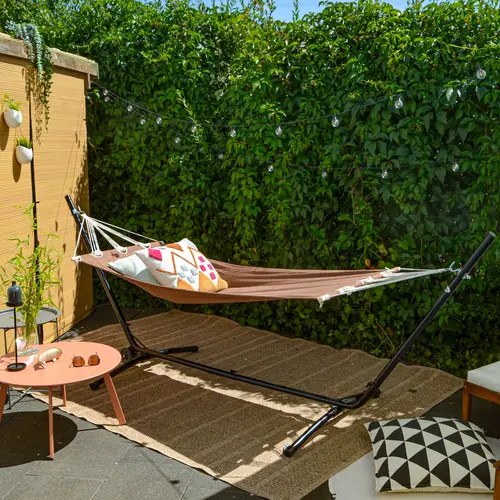 Outdoor Hängematte mit Gestell auf Rollen 335x100 Hängemattengestell Verstellbar Outdoor Hängematte mit Gestell auf Rollen 335x100 Hängemattengestell Verstellbar