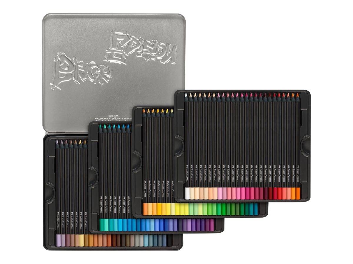 FABER-CASTELL Black Edition - Farbstift - für farbiges Papier, dunkles Papier - superweich - ausgewählte leuchtende Farben (Packung mit 100)