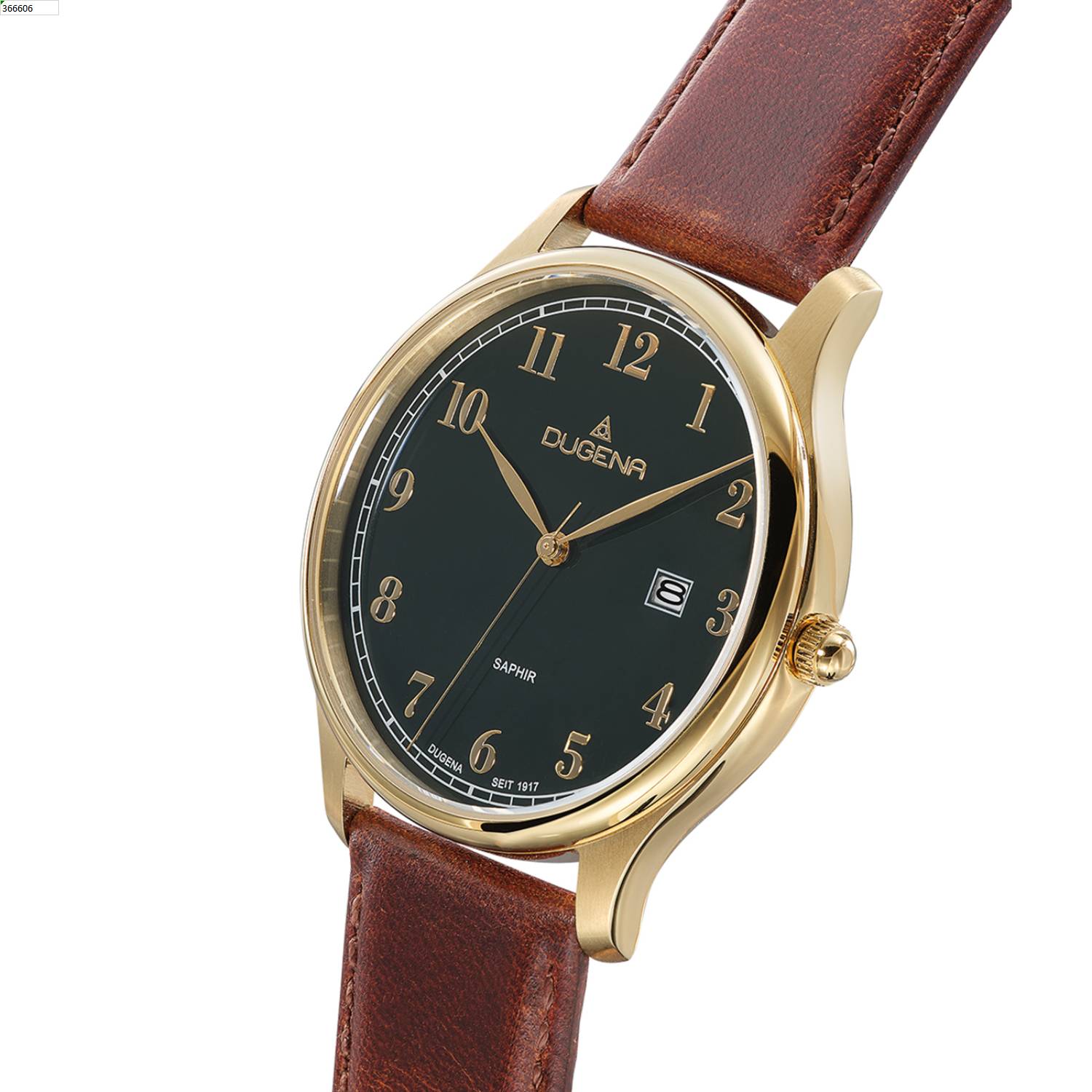 Dugena Herrenuhr Hamburg 4461113, Quarz, Edelstahl, Saphirglas, Lederarmband