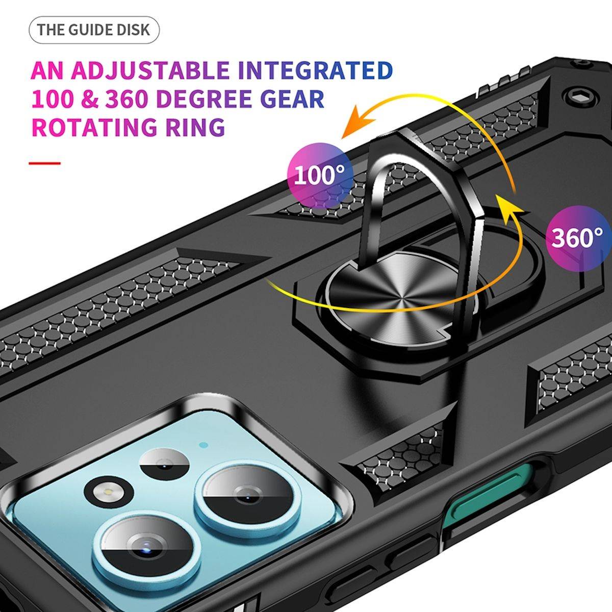 Für Xiaomi Redmi Note 12 4G TPU PC Ring Magnet Handy Tasche Hülle Schwarz