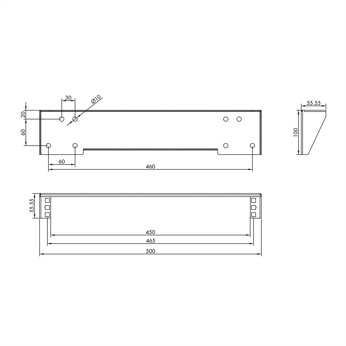 VALUE 19-Zoll-Wand-/Untertischhalterung, 1 HE, schwarz