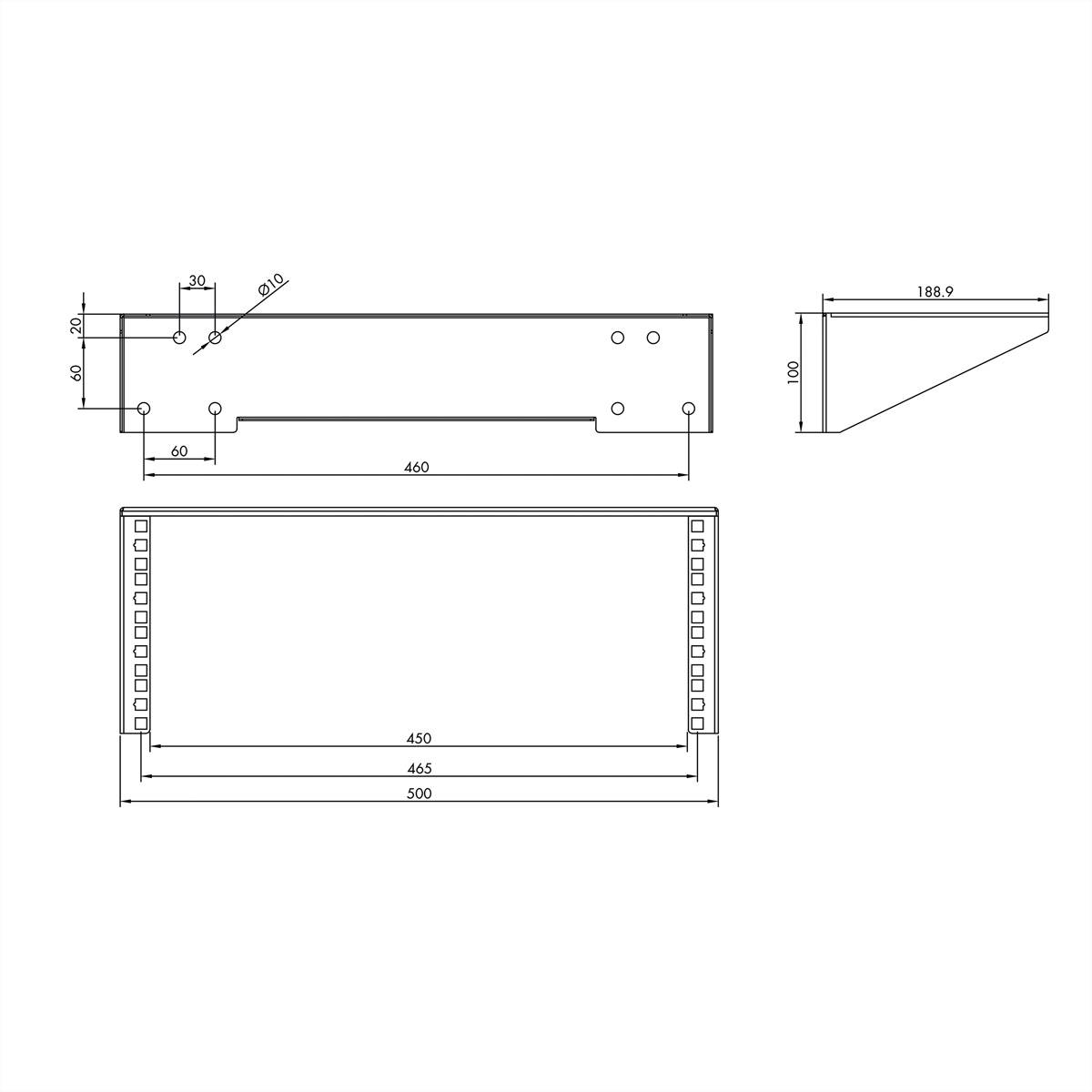 VALUE 19-Zoll-Wand-/Untertischhalterung, 4 HE, schwarz