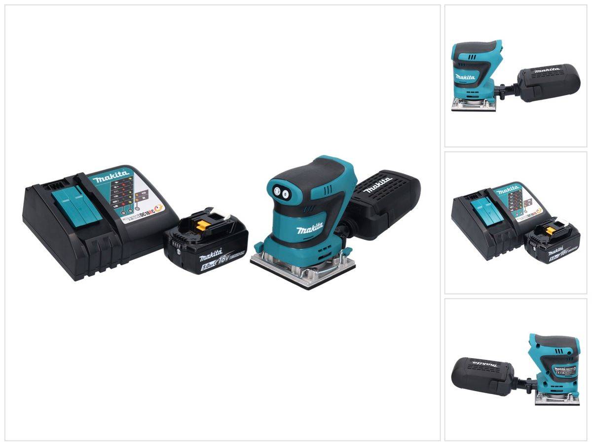 Makita DBO 482 RT1 Akku Schwingschleifer 18 V 112 x 102 mm + 1x Akku 5,0 Ah + Ladegerät