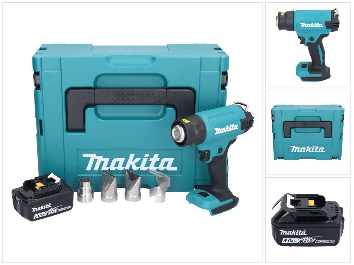 Makita DHG 181 T1J Akku Heißluftgebläse 18 V 150 - 550°C + 1x Akku 5,0 Ah + Makpac - ohne Ladegerät